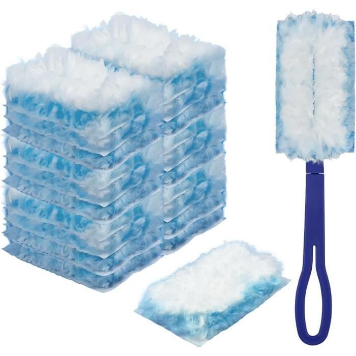 Kit Plumeau Avec 40 Recharges Jetables + 1 Poignée - Pour Poussière, Poils D'animaux - Nettoyage Meubles, Coins, Voiture - 2