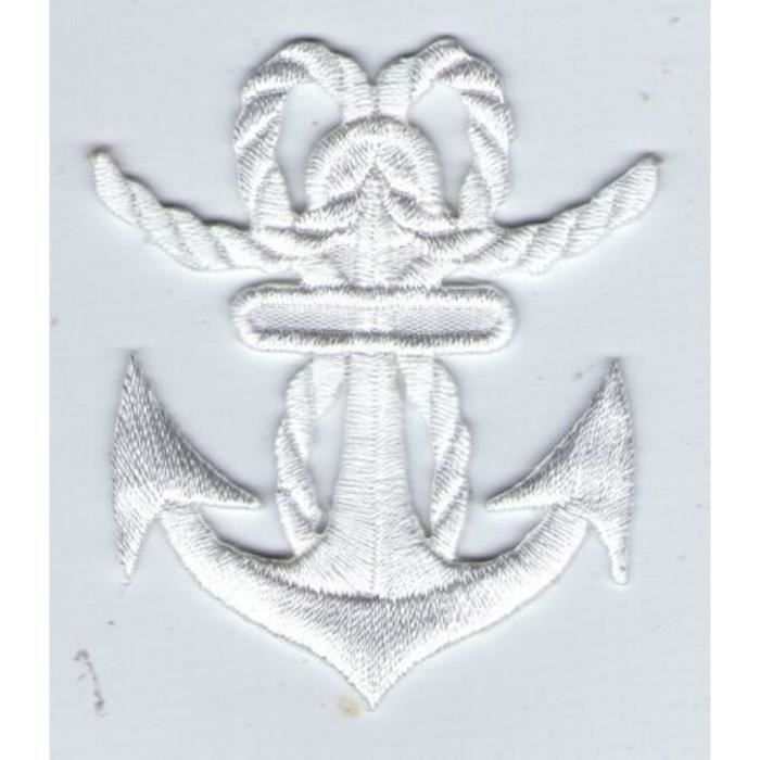 Patch Thermocollant Ancre Marine - Brodé, 6.5x6cm, Polyester, Pour Vêtements, Style Marin