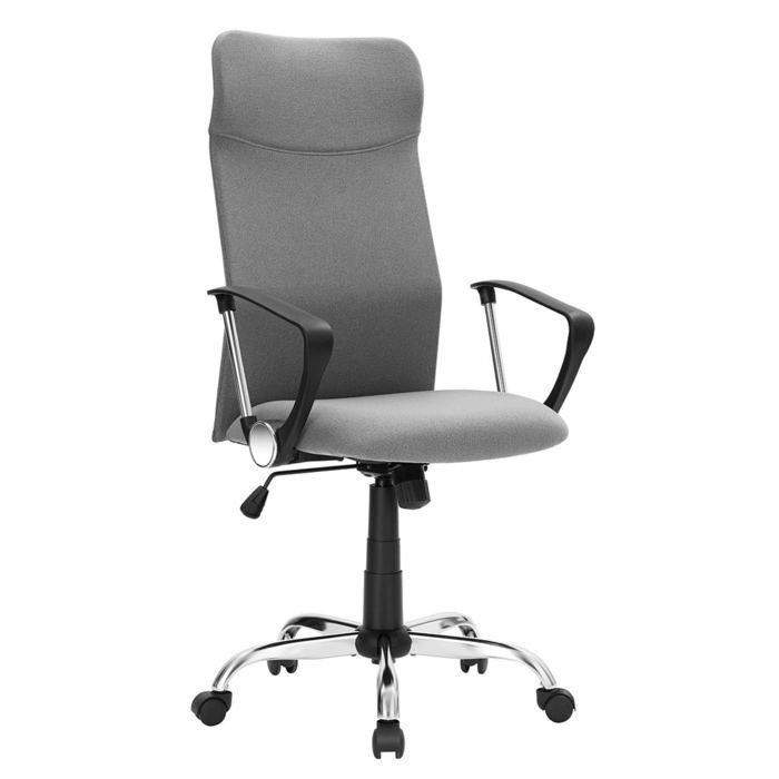 fauteuil de bureau chaise ergonomique siege rembourre pivotant en tissu hauteur reglable mecanisme basculent charge 120 kg gris 12