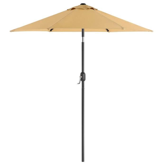 Parasol De Jardin Rayé Rose/blanc - Diamètre 170 Cm, Mât Avec Pointe, Inclinable - 12