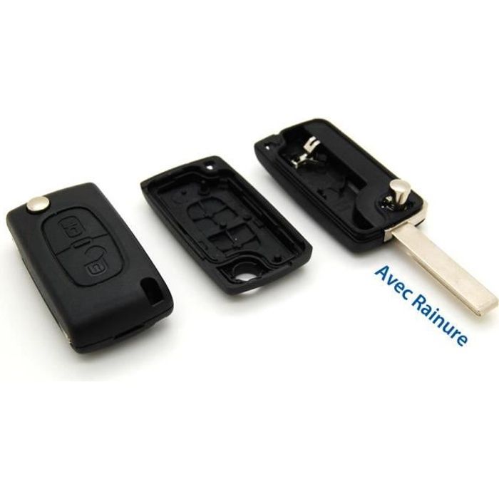 Coque Télécommande plip clé Peugeot compatible 308 2 bouton CE0536 sans rainure