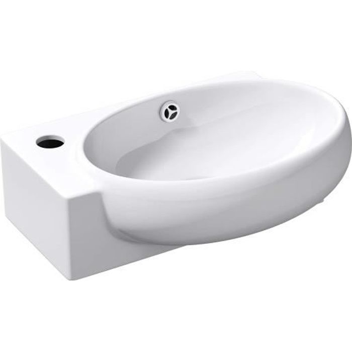 Vasque de salle de bains - Mai & Mai - Petit lavabo suspendu blanc - Céramique - Rectangulaire