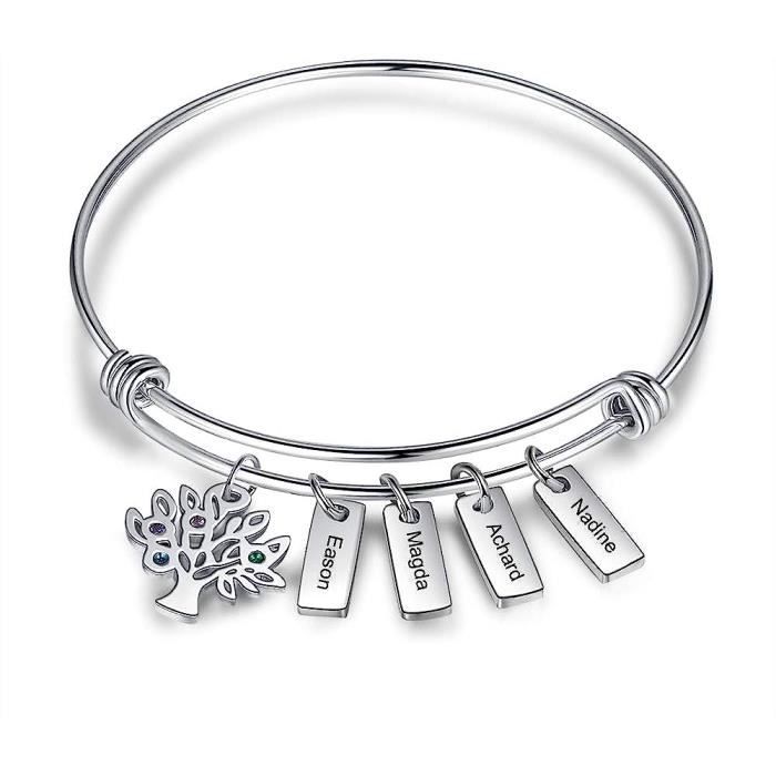 Bracelet Jonc Enfant Emotional - Bracelet Personnalisé Avec Pampille Lettre Initiale - Bijoux Fille
