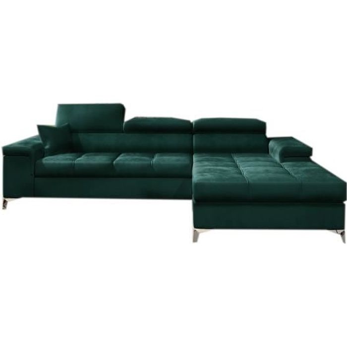 Canapé d'angle lit Convertible avec Coffre 4/5 Places - en Tissu -Ronaldo (Vert Bouteille-Monolith 37, Canapé d'angle Droit)