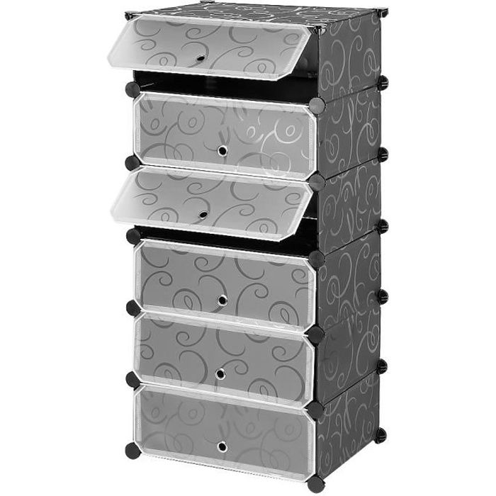 Armoire Penderie Portable 6 Cubes - Meuble Étagères de Rangement DIY - Gris Mat