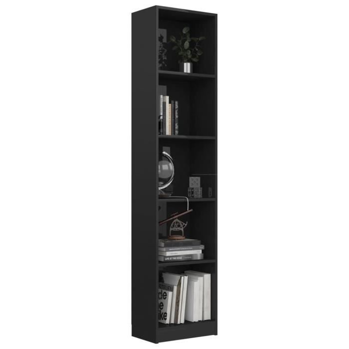 Bibliothèque Étagère 5 Niveaux 70x23,5x158CM Anti-Basculement,Meuble de Rangement pour Salon/Chambre/Bureau,Noir | Leroy Merlin