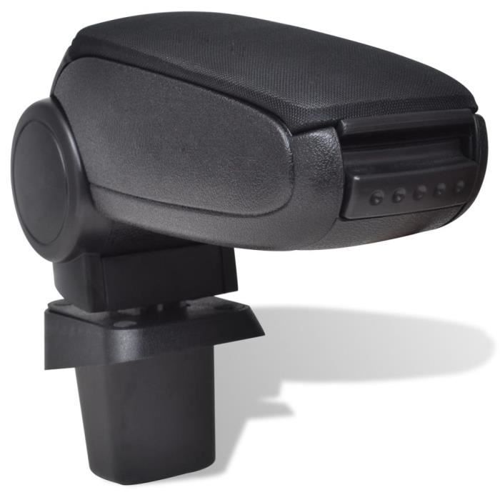 Rumplex Accoudoir central de voiture - Console centrale - Organiseur - Compatible avec Peugeot 107 2005-2014 - En cuir noir - Compartiment de rangement - 3D - Couvercle coulissant rotatif