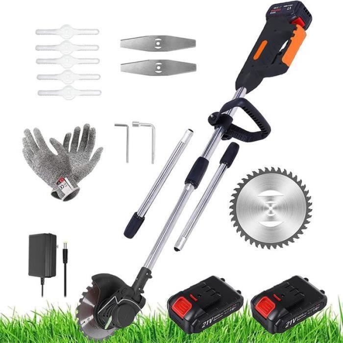 Débroussailleuse Électrique Sans Fil - 800W, Tête Réglable 90°, 2 Batteries, Pour Jardin Et Terrain - 4
