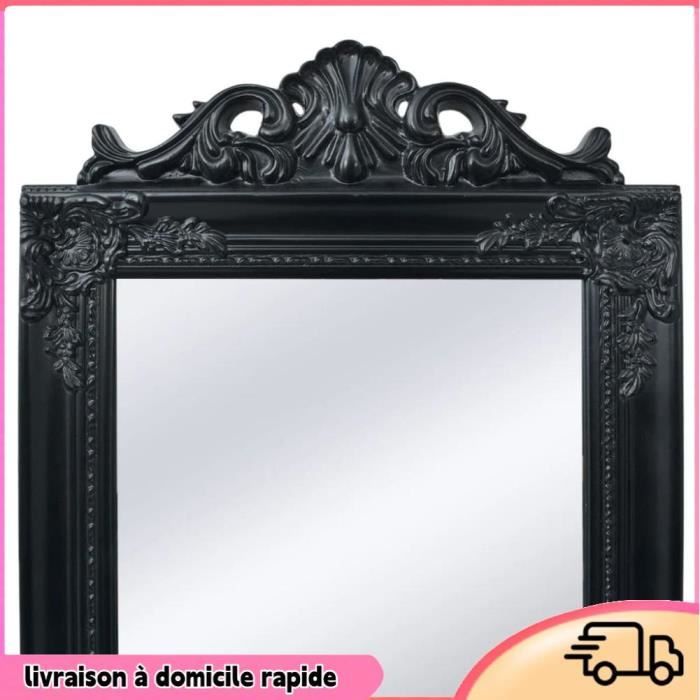 Cocosity Miroir sur pied Style baroque 160x40 cm Noir - 7894202853792