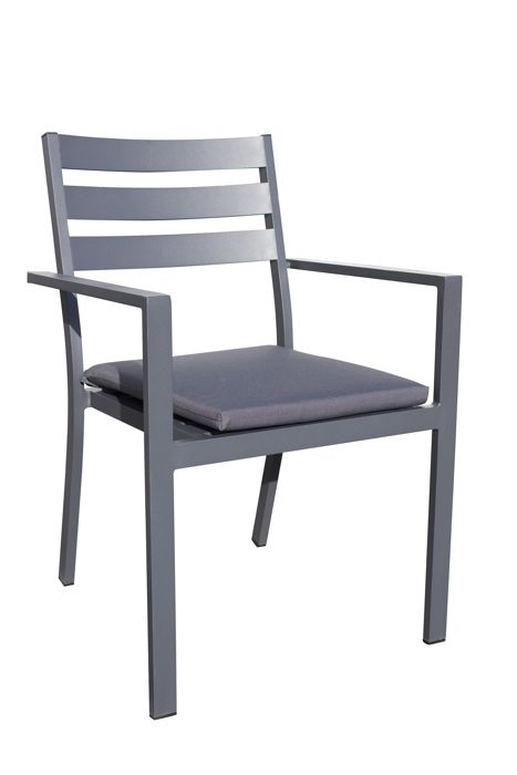 fauteuil de jardin empilable en aluminium - dcb garden - pelosa - gris anthracite - design - coussin déhoussable