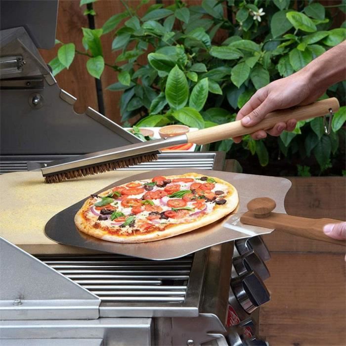 Brosse De Nettoyage Pour Four à Pizza - Poils En Fibre De Palmier, Grattoir Intégré - Compatible Ooni