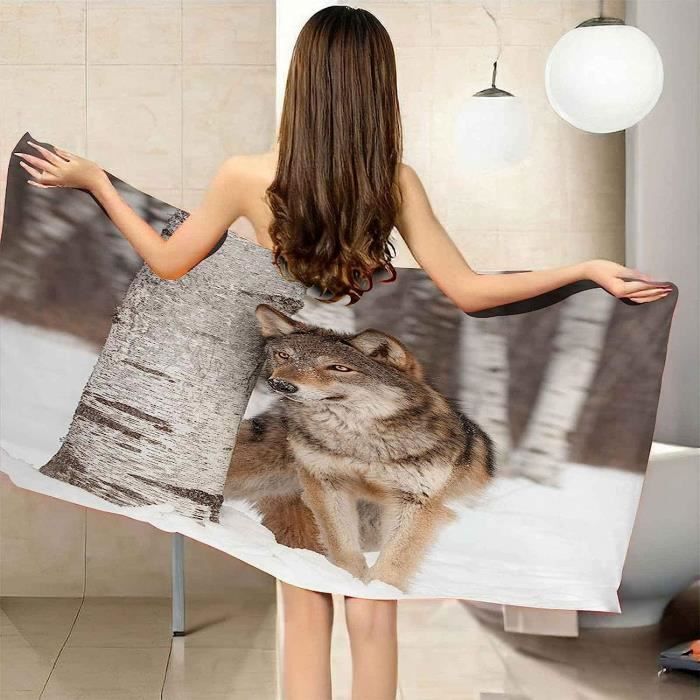 Serviette de Plage Ronde<br> Loup Pleine Lune main image 1