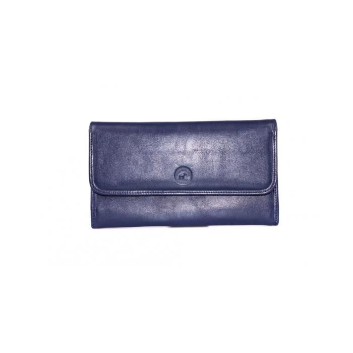 Portefeuille Compagnon Cuir Bleu Pour Femme – Portefeuille