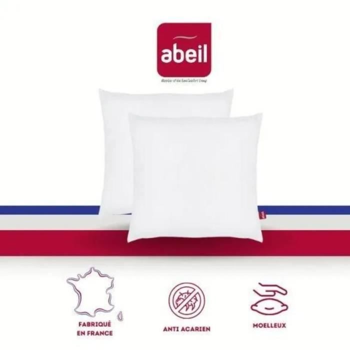 Lot de 2 oreillers anti-acariens - 60 x 60 cm - 100% coton traité Biome® - ABEIL