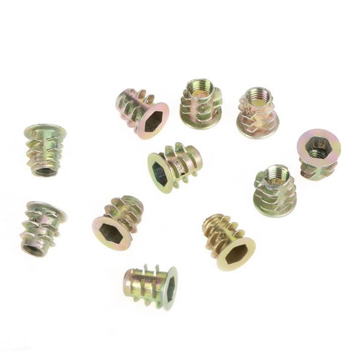 Lot D'inserts Filetés En Alliage De Zinc Pour Bois - Tailles 1/4", 5/16", 3/8" (hexagonal) - Neuf