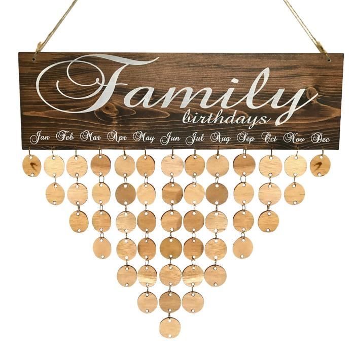 Tableau De Calendrier De Rappel D Anniversaire De Decor De Famille En Bois G Cdiscount Maison