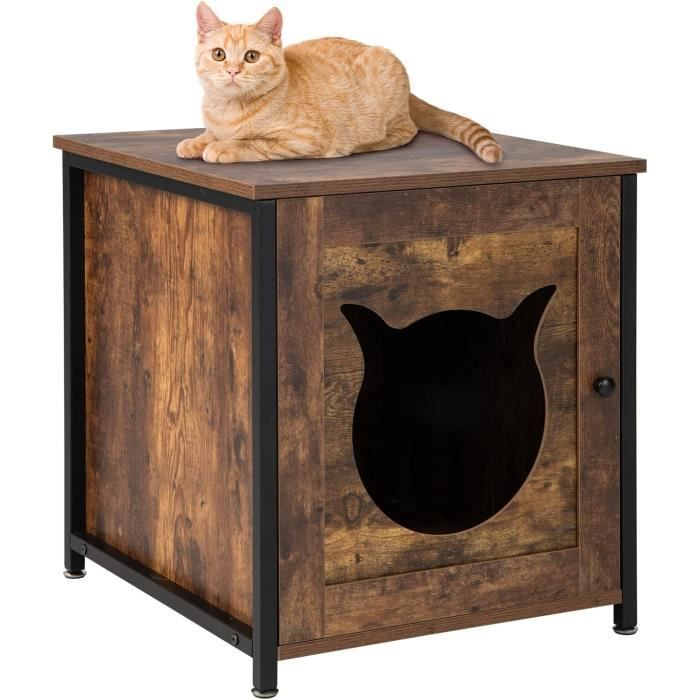 Meilleurs prix pour GOPLUS Maison de Toilette Multifonctionnelle 3 en 1 pour Chat avec Porte, 50 X 53 X 54 CM, Pieds Réglables, Meuble de Bac à Litière