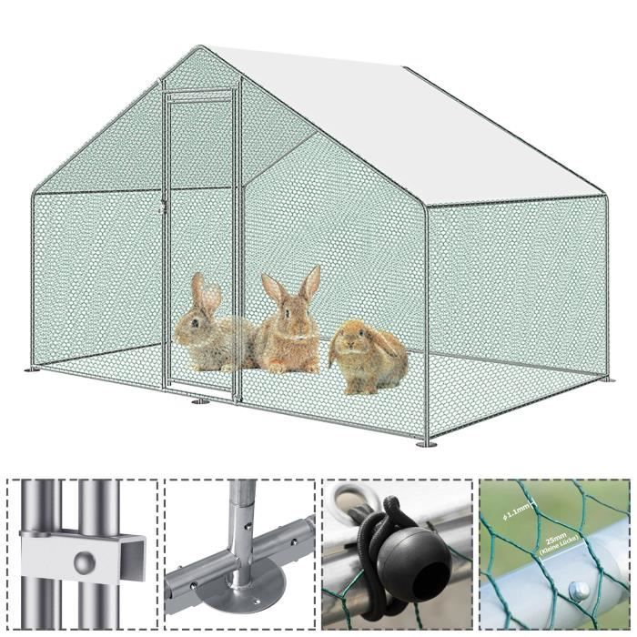 Comparer les prix de Enclos poulailler extérieur - HENGMEI - 3 x 2 x 2 m - Acier galvanisé - Toit en PE