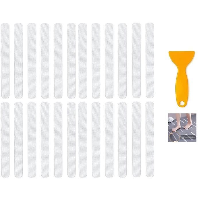24pcs Bande Antidérapante Escalier, Ruban Antidérapant Adhésif Transparent, Ruban de Traction Antidérapant, Imperméable