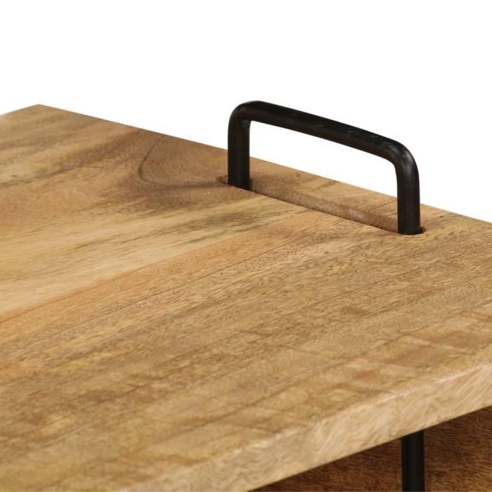 Table basse - KIMISS - Bois massif - Laqué - Style industriel - 100 x 60 x 45 cm