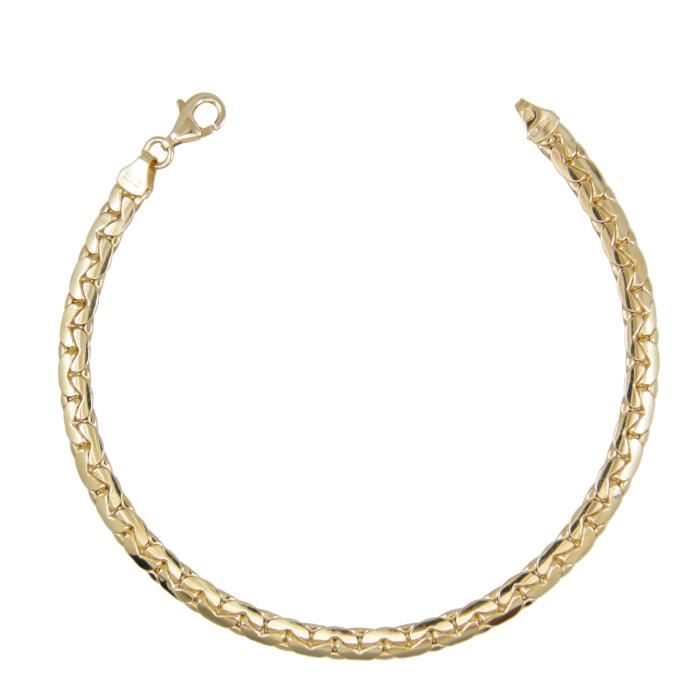 Bracelet Or Jaune Véritable - Maille Haricot - Femme Bracelet Or Jaune Véritable - Maille Haricot - Femme
