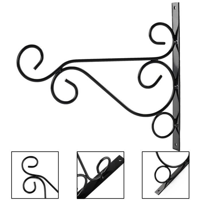 Lot de 2 (L:30*21cm) Crochet en Fer Garde-Corps en Pot Étagère Fenêtre Jardin Suspendu Pot De Fleur Planteur Panier Support