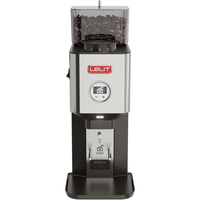 Moulin à Café - LELIT - William PL72-P - Acier Inoxydable Poli - 350 g - Meules Plates 64 mm
