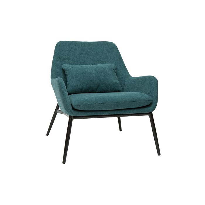 Miliboo - Fauteuil design en tissu effet velours bleu canard et métal noir MAXINE Miliboo - Fauteuil design en tissu effet velours bleu canard et métal noir MAXINE