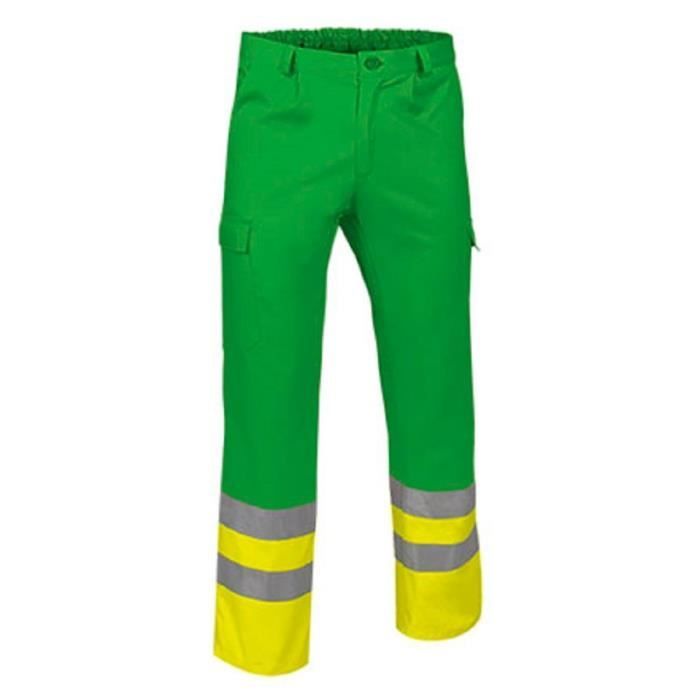 Pantalon de travail haute visibilité REF TRAIN vert pomme et