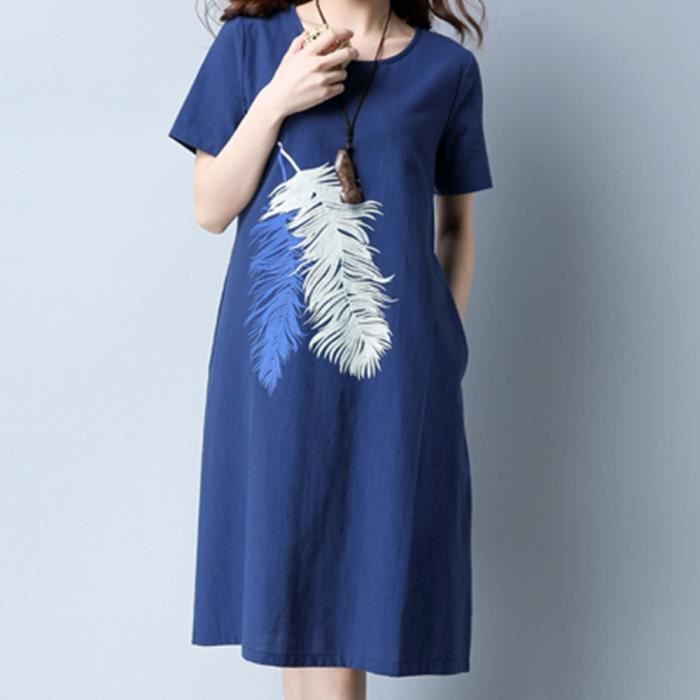 robe lin bleue