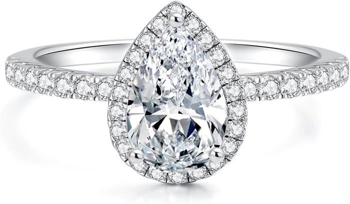 Bagues de fiançailles Moissanite en argent sterling plaqué avec or