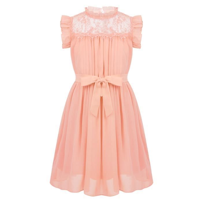 Robe Soirée Fille Freebily - Tulle Et Chiffon Avec Fleur 3D - Taille 5-16 Ans - Mariage, Anniversaire, Fête