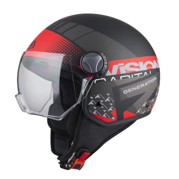 Casque Scooter Casque Moto Scooter Demi Jet Visiere Ouvert Approuvé ECE 22-06 Noir Matt XS Casque Moto Enfant