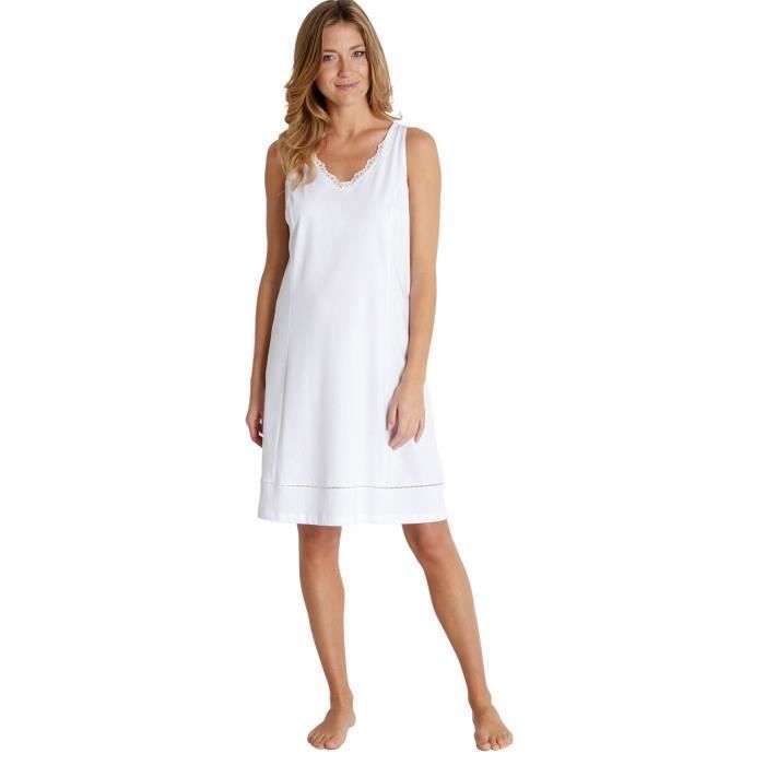 Fond de robe en pur coton long 90cm Uni blanc