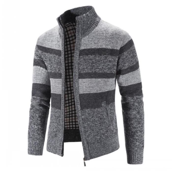 Cardigan Homme Slim à Fermeture Éclair - Col Montant - Style Décontracté