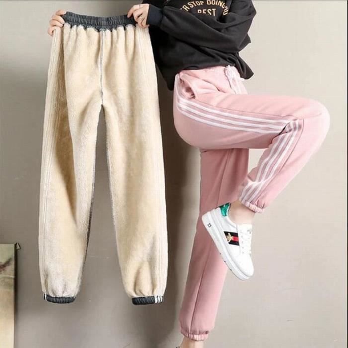 Pantalon jogging en polaire femme - Marque - Modèle - Rose uni - Chaud  d'hiver