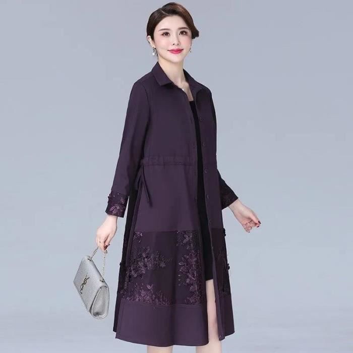 Manteau d'automne brodé en velours et coton pour femme - Marque