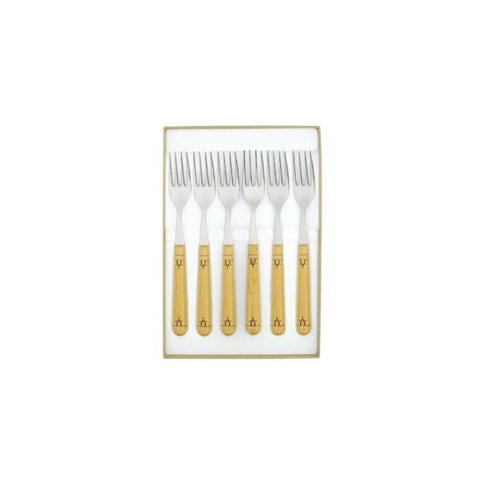Coffret Service 6 Fourchettes de Table Nontron - Manche en Buis - Marque NONTRON