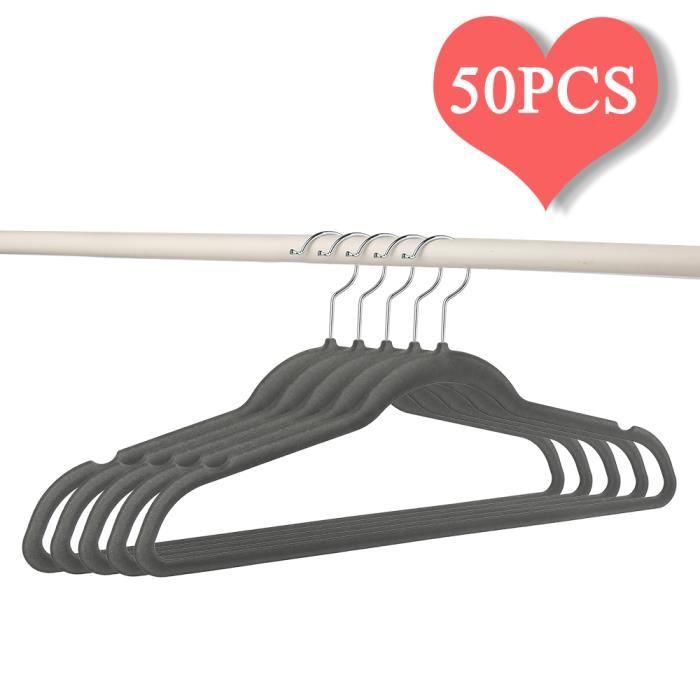 BAO ♪ Cintres Antidérapants 100 Pcs Noir Velours - Maison