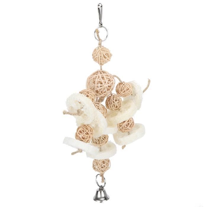 Meilleurs prix pour Jouet À Mâcher Suspendu - Omabeta - Perroquet - Luffa Naturel - Boule De Rotin - 33,5 Cm