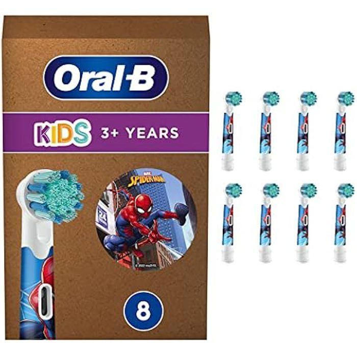 Brossettes de Rechange Oral B Spiderman 8 Unités Douce pour les Gencives Poils Extra Souples