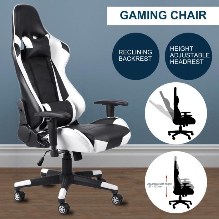 Bleu Chaise de Bureau Ergonomique Fauteuil de Bureau Dossier Inclinable Chaise dordinateur Hauteur R/églable Fauteuil Gamer Si/ège Pivotant /à roulettes