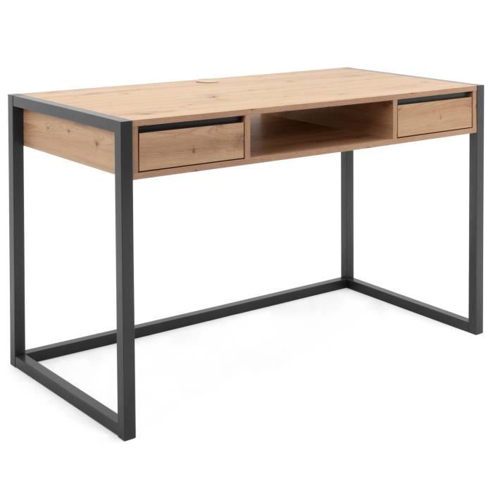 120 x 49 x 72 cm Hengda Bureau dOrdinateur Table Bureau Moderne avec 3 tiroirs 3 étagères