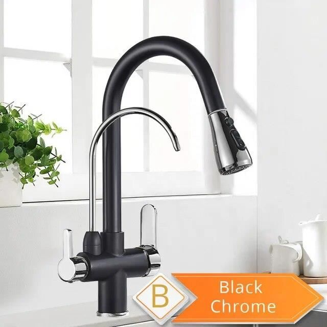 Robinet De Cuisine Avec Pulvérisateur Extractible Noir Mat