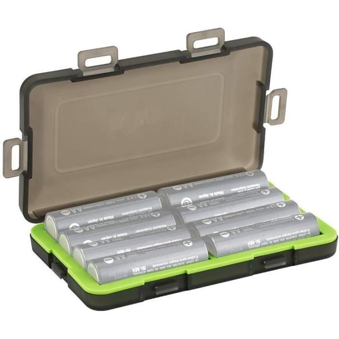 Organizza Batterie Organizzatore Batterie Con Tester - Contenitore Per 93 Batterie AAA, AA, C, D, 9V E A Bottone Organizer Batterie Con Tester