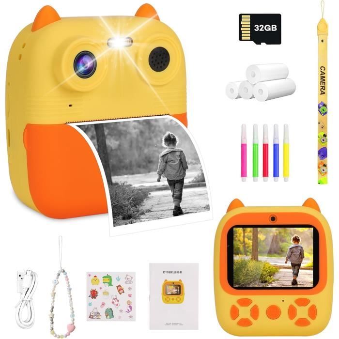 Appareil Photo numérique 1080P pour enfants,impression instantanée,avec imprimante thermique