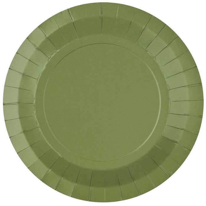 12 Assiettes rondes en fibres naturelles vertes 18 cm