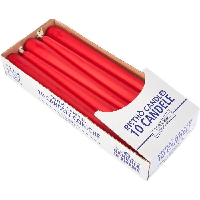 Cereria Di Giorgio Risthò Bougies Coniques Pour Bougeoir, Cire, Rouge