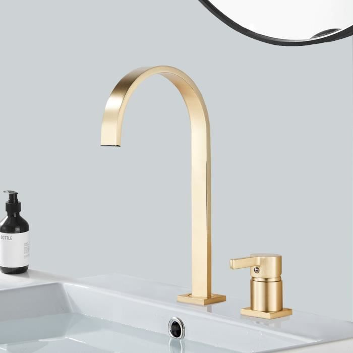 Mitigeur De Lavabo Design 360° Pivotant - Gris Gunmetal - Montage Mural - Pour Salle De Bain Ou Cuisine - Neuf
