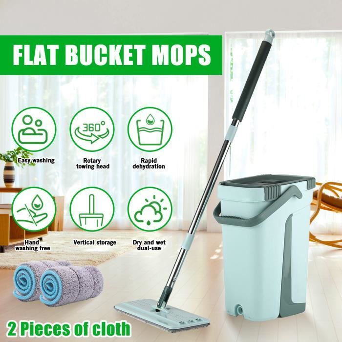 Balai serpillère Smart Mop Compact 360 avec seau essoreur - Liseré Vert